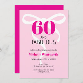 Convites 60 and Fabulous Fun Ribbon Hot Pink 60th Birthday