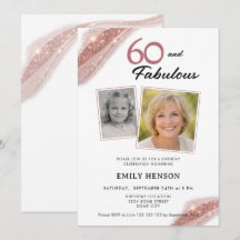 60 and Fabulous Rose Gold 2 Photo Birthday