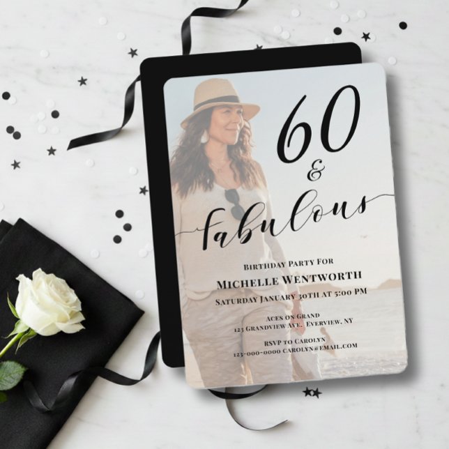 Convites 60 and Fabulous Sixtieth Birthday Photo Script (Criador carregado)