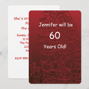 Convites 60 anos de roda de Ferris frente e verso da festa