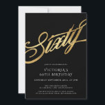 Convites 60 Black Dourado Typografia 60th Birthday<br><div class="desc">60 Douradas Tipografia Negra 60º Convite de Aniversário. Apresentando nosso glamouroso Convite de Aniversário para Milestone Preta e Dourada, projetado para fazer uma declaração ousada. Contra um fundo preto impressionante, sotaques de folha de ouro misturados criam um belo contraste, chamando a atenção e definindo o tom para uma celebração inesquecível....</div>