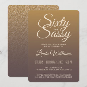 Convites 60 Burgundy Dourada Sassy Ombre 60ª Festa de aniv