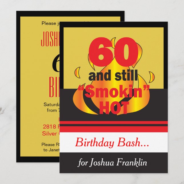 Convites 60 e ainda fumando quente | 60.o aniversário (Frente/Verso)