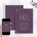 Convites 60 e fabuloso Aniversário da Caligrafia Dourada e<br><div class="desc">É seu aniversário especial de 60 anos, e é hora de comemorar! Você quer jogar o melhor baluarte na cidade? Certifique-se de que começa com o mais alto estilo com este 60 e Fabuloso Convite de Aniversário para Caligrafia Dourada e Roxo. Certamente dará o tom para uma celebração glamourosa. Este...</div>