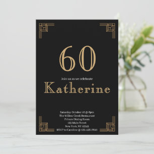 Convites 60 e Fabuloso Aniversário de 60 anos Arte Deco Fot