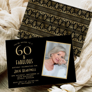 Convites 60 e Fabuloso Aniversário de 60 anos Festa Preta D