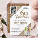 Convites 60 e Fabuloso Dourado Glitter 2 Foto 60º Aniversár<br><div class="desc">60 e Fabuloso Convite de festas de Surpresa de Aniversário do Glitter 2 Foto 60. O convite de aniversário para ela,  ouro brilhante e elegante. Adicione suas fotos - você pode usar uma foto antiga e nova. Você pode mudar todo o texto.</div>