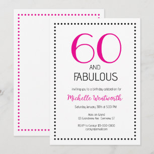 Convites 60 e Fabuloso Encantador Aniversário de Sexagésimo