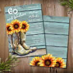 Convites 60 E Fabuloso Girassol Russo Ocidental<br><div class="desc">60 E Fabuloso concurso russo de girassol ocidental apresenta um design rústico de botas de cowgirl cheias de girassóis de aquarela. Personalizado editando o texto nas caixas de texto dos seus 60 e 60 convites de festas de aniversários fabulosos. Criado pelo Evco Studio www.zazzle.com/store/evcostudio</div>