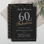 Convites 60 e Fabuloso Roteiro Negro Elegante Aniversário<br><div class="desc">60 anos e Fabuloso Convite de Aniversário do Escritório Negro. Convite à bolsa mensageifesta de aniversario elegante negra. O padrão fabuloso está do lado de trás. Personalize o texto do convite. Excelente para a 60ª festa de aniversário de uma mulher.</div>