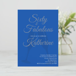 Convites 60 e Fabuloso | Script Azul para Festa de 60 Anos