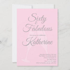Convites 60 e Fabuloso | Script Rosa para Festa de 60 Anos