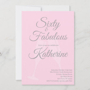 Convites 60 e Fabuloso Script Rosa para Festa de 60 Anos