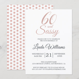Convites 60 e Festa de aniversário 60 rosa brilhante