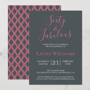 Convites 60 e Festa de aniversário 60 rosa fabulosa