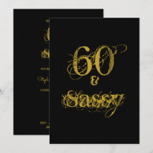 60 e Sassy Aniversário de 60 anos Preto e Dourado