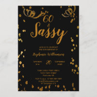 60 e Sassy Aniversário de 60 anos Preto | Faux Dou
