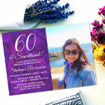 Convites 60 e Sensational Elegant Purple Photo Aniversário<br><div class="desc">60 anos e Sensacional Convite à Aniversário de Foto Púrpura Elegante Elegante Personalize este elegante convite de aniversário púrpura com o nome e a foto da pessoa que celebra um dia muito especial em sua vida. Um aniversário de 60 anos é um marco especial para celebrar. Marque a ocasião criando...</div>