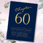 Convites 60.o aniversário Azul, Dourado Capítulo 60<br><div class="desc">Celebrar uma vida de memórias e realizações com nosso 60º aniversário azul e ouro Capítulo 60 Convite. Apresentando um belo design que captura elegantemente o marco especial, este convite é perfeito para celebrar o 60º aniversário de um ente querido. Adicione o nome do destinatário, o texto personalizado e outros detalhes...</div>