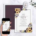 Convites 60.o Aniversário Plum Purple Sunflower Watercolor<br><div class="desc">Comemore seu aniversário de 60 anos em estilo com este belo 60º aniversário da Pruma Púrpura de Câmbio de Câmbio Convite para Cores de Câmbio de Câmbio! Apresentando elegantes elementos florais roxos de ameixa e elementos de girassol, e uma armação roxa de ameixa, este convite deve encanar seus convidados. Além...</div>