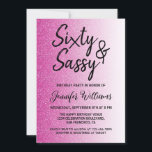 Convites 60 Sassy Hot Pink Glitter 60º Aniversário<br><div class="desc">Comemore a fazer 60 anos em estilo com este moderno design de 60 anos em um fundo brilhante, rosa-quente, um convite de 60 anos de chic que você pode simplesmente personalizar e enviar para a sua sexagésima festa de festa de aniversário. As palavras sessenta e sassy são definidas usando a...</div>