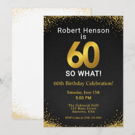 Convites 60 So What Black Gold 60th Birthday