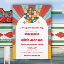 60s Retro Vinyl Music Gênero Chá de fraldas neutro