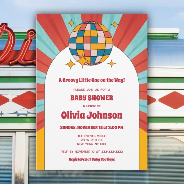 Convites 60s Retro Vinyl Music Gênero Chá de fraldas neutro (Criador carregado)