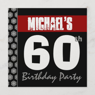 Convites 60th Aniversário moderno para ele preto branco