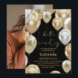 Convites  60th Birthday Black Gold Photo<br><div class="desc">Modern black and gold with silver invitation Template is perfect for stylish birthday party. Elegant-minimalistic themed invite is full of fun and modern design elements,  elegant calligraphy and modern fonts. Birthdays are special days,  and this invite can help it make a memorable for friends.</div>