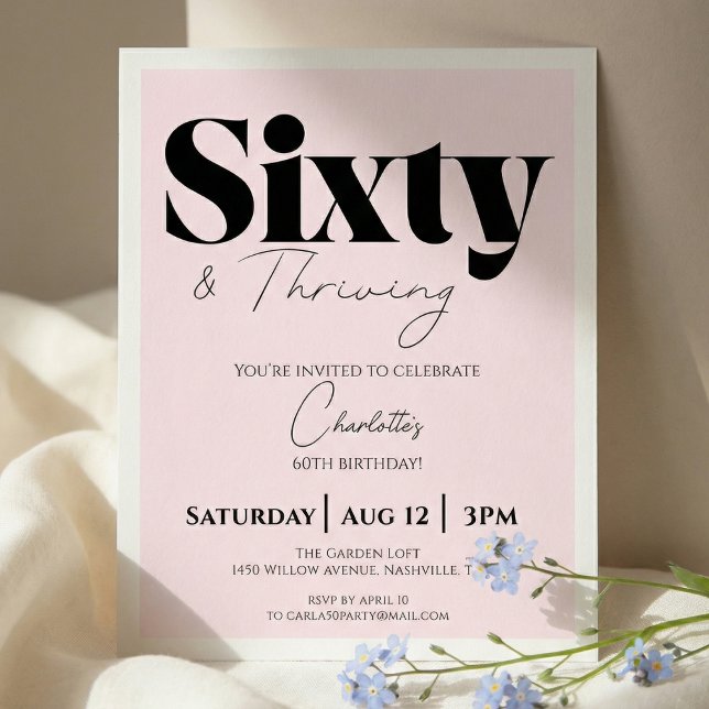 Convites 60th Birthday Invitation – Sixty & Thriving (Criador carregado)