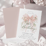Convites 60th Birthday Party Pink Coquette Bow Rose Floral<br><div class="desc">A large blush pink coquette bow is decorated with elegant pink roses on this birthday invitation. Classic script calligraphy lets your guests know it's a milestone birthday. Easy to personalize with your party details.</div>