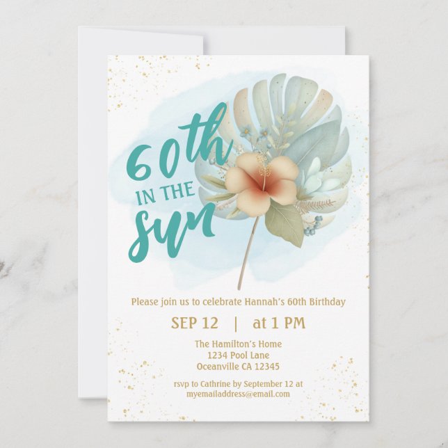 Convites 60th In The Sun Summer Birthday Invitation (Frente)