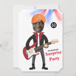 Convites 60th Mens 🎸 🤣 Rockstar Birthday Guitar Funky Div