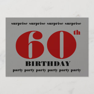 Convites 60th Metálico preto vermelho da prata do