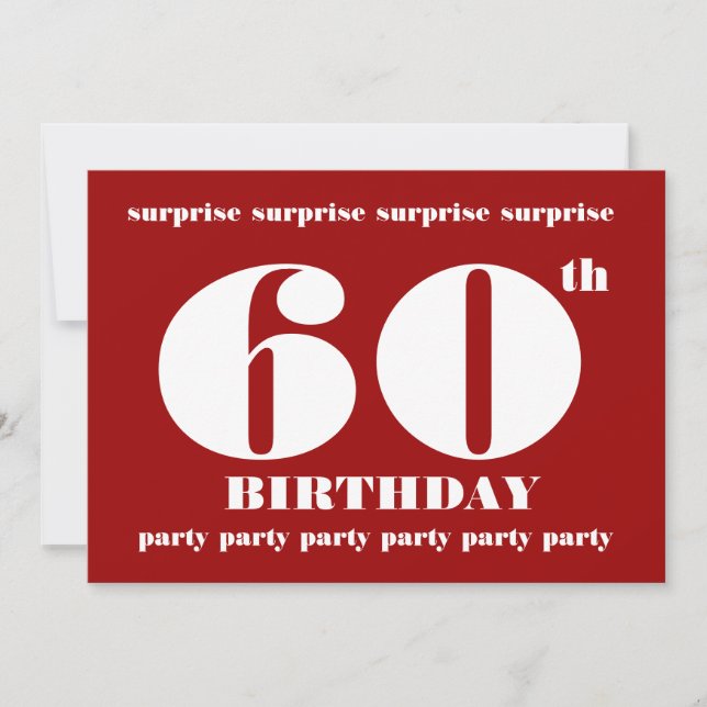 Convites 60th SURPRISE Birthday Party Invitation Template (Frente)