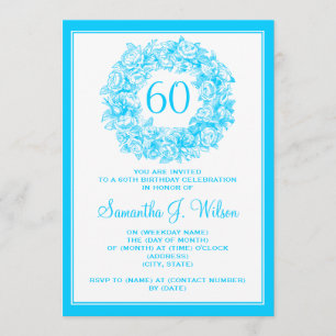 Convites 60th turquesa elegante dos rosas do vintage do