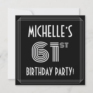 Convites 61st Birthday Party: Art Deco Style w/ Custom Name