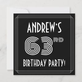 Convites 63rd Birthday Party: Art Deco Style w/ Custom Name