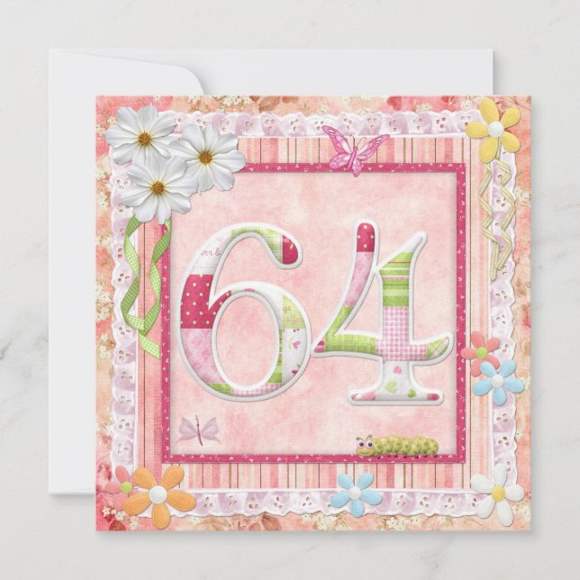 Convites 64.o estilo de abate de festas de aniversário (Frente)