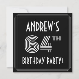 Convites 64th Birthday Party: Art Deco Style w/ Custom Name