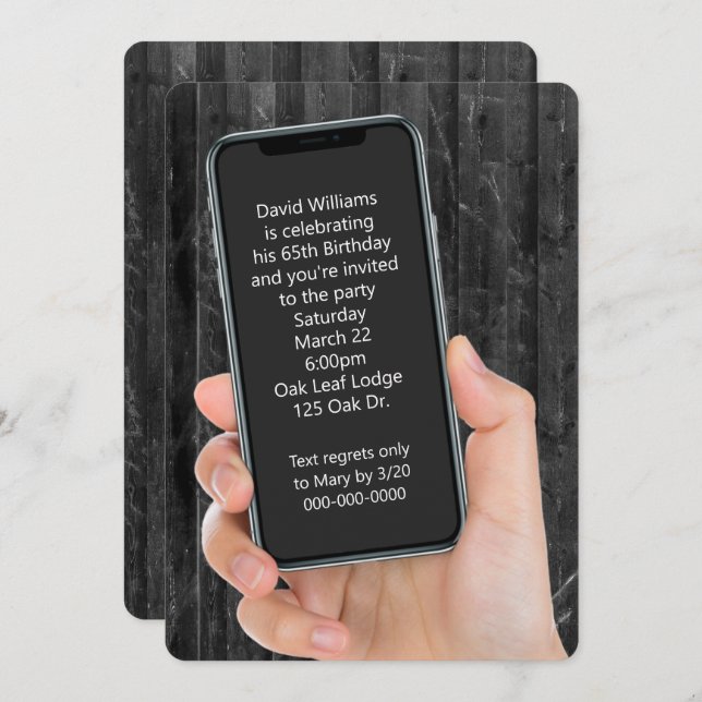 Convites 65ª Mensagem de Texto de Festa de aniversário (Frente/Verso)