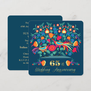 Convites 65º Aniversário de Casamento Arte Folclórica