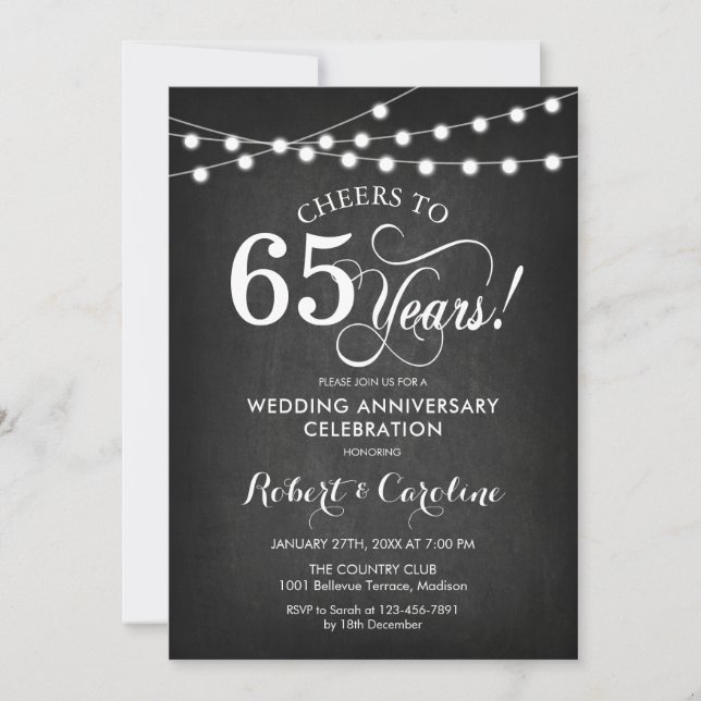 Convites 65º Aniversário de Casamento - Quadro Negro Giz (Frente)