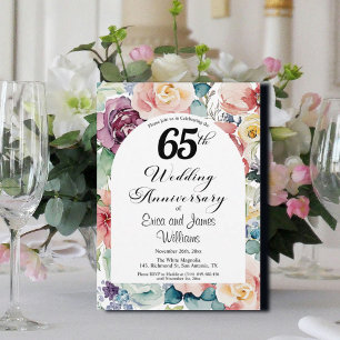 Convites 65º aniversário de casamento Script Elegante Flora