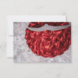 Convites 6508-Red Satin Buquê, Diamond Tiara em Veil