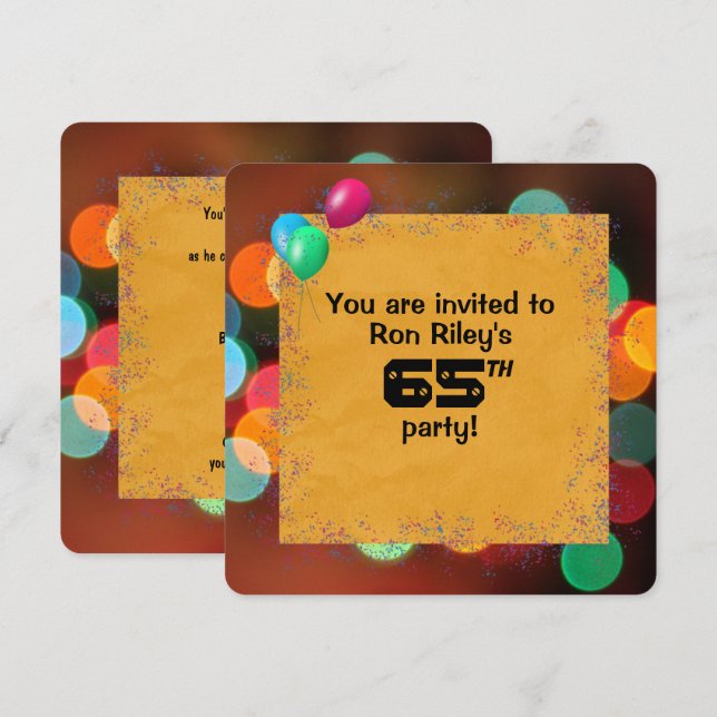 Convites 65.ª Festa de aniversário Bash (Frente/Verso)