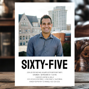 Convites 65 Foto de 65º Aniversário do Tipo Bold