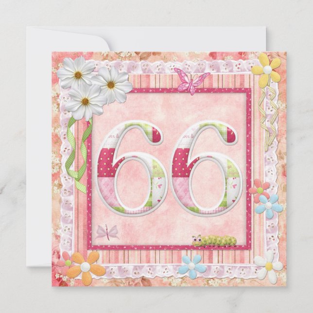 Convites 66.o estilo de abate de festas de aniversário (Frente)