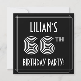 Convites 66th Birthday Party: Art Deco Style w/ Custom Name